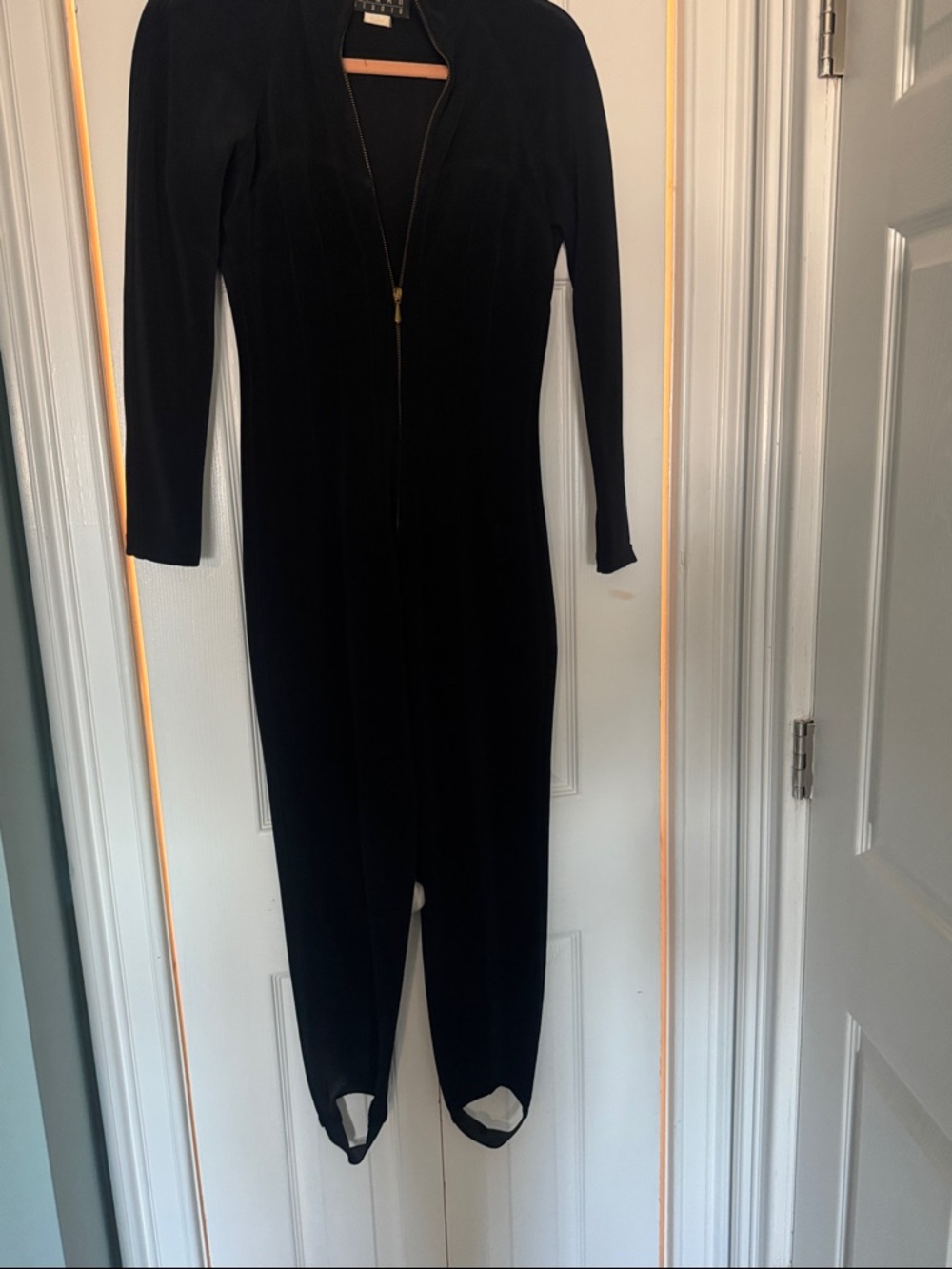 Black Long-Sleeve Zip-Front Jumpsuit